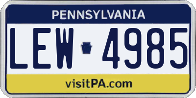 PA license plate LEW4985