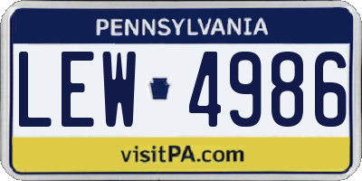 PA license plate LEW4986