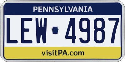 PA license plate LEW4987