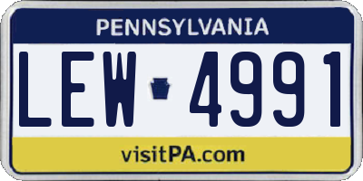 PA license plate LEW4991