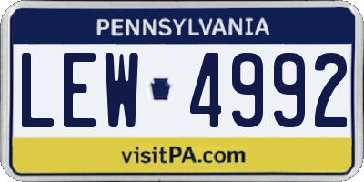 PA license plate LEW4992