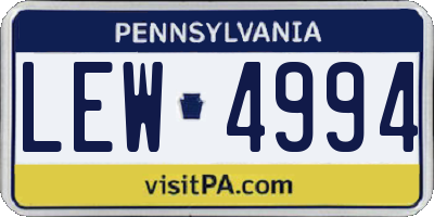PA license plate LEW4994