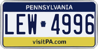 PA license plate LEW4996