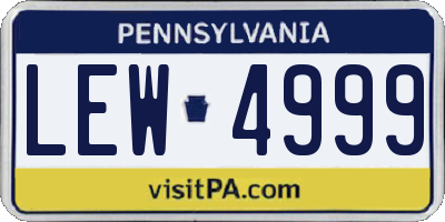 PA license plate LEW4999