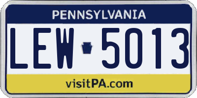 PA license plate LEW5013
