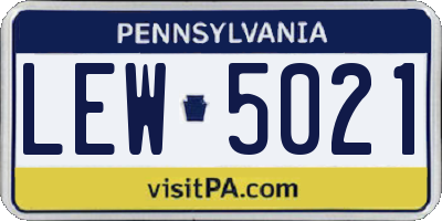 PA license plate LEW5021