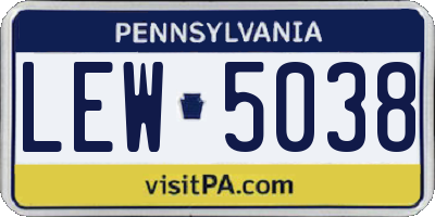PA license plate LEW5038