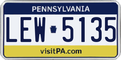 PA license plate LEW5135