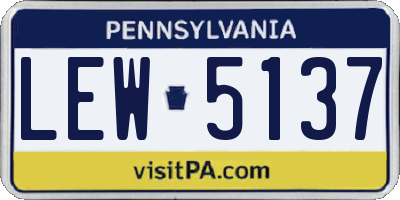 PA license plate LEW5137