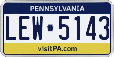 PA license plate LEW5143