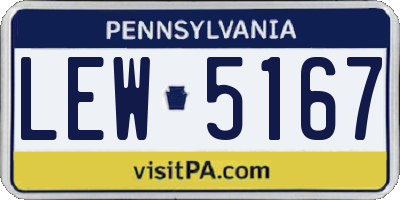 PA license plate LEW5167