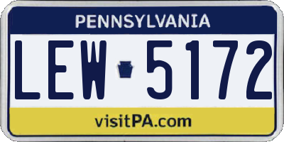 PA license plate LEW5172