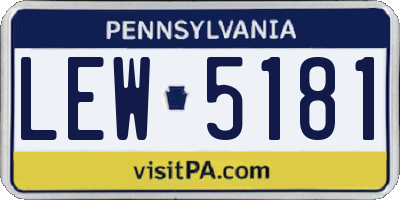 PA license plate LEW5181