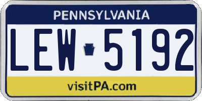 PA license plate LEW5192