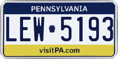 PA license plate LEW5193