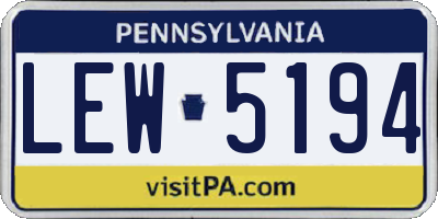 PA license plate LEW5194