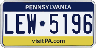 PA license plate LEW5196