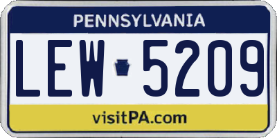PA license plate LEW5209
