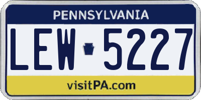 PA license plate LEW5227