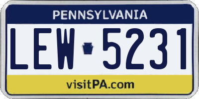 PA license plate LEW5231