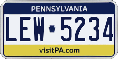 PA license plate LEW5234
