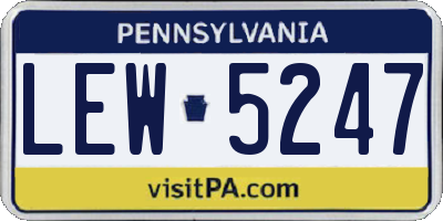 PA license plate LEW5247