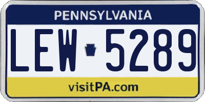 PA license plate LEW5289