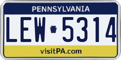 PA license plate LEW5314