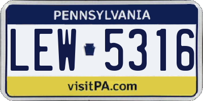 PA license plate LEW5316