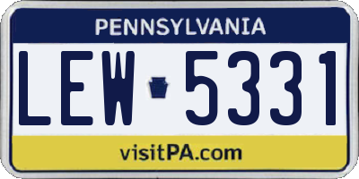 PA license plate LEW5331