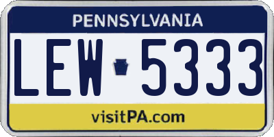 PA license plate LEW5333