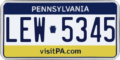 PA license plate LEW5345