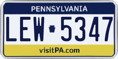 PA license plate LEW5347