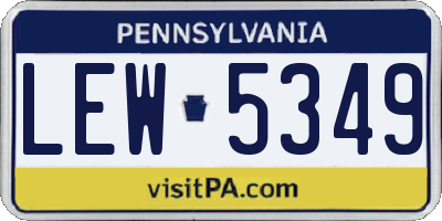 PA license plate LEW5349