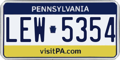 PA license plate LEW5354
