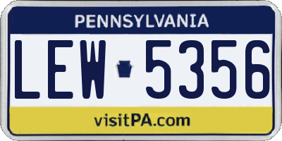 PA license plate LEW5356