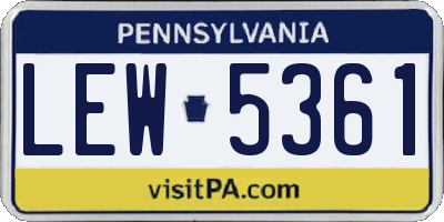 PA license plate LEW5361
