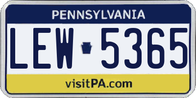 PA license plate LEW5365