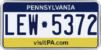 PA license plate LEW5372