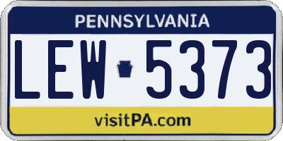 PA license plate LEW5373