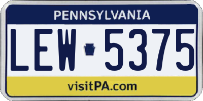 PA license plate LEW5375