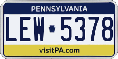 PA license plate LEW5378