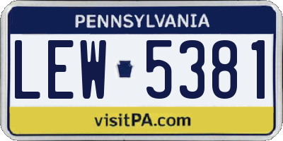 PA license plate LEW5381