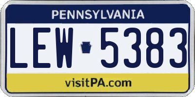 PA license plate LEW5383