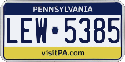 PA license plate LEW5385