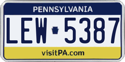 PA license plate LEW5387