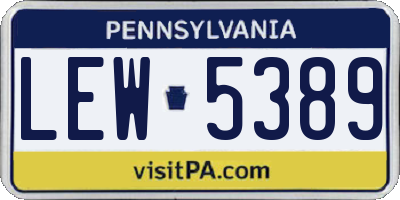 PA license plate LEW5389