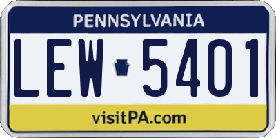 PA license plate LEW5401