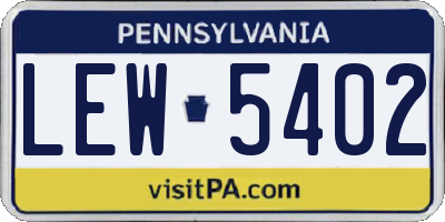 PA license plate LEW5402