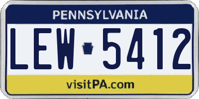 PA license plate LEW5412